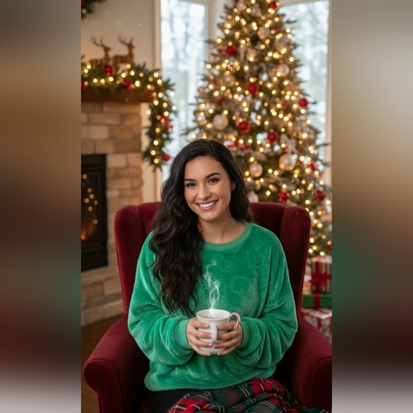 The Grinch Tops - The Grinch Green Plush Fuzzy Sweatshirt Dr. Seuss Junior XL (15-17) Christmas